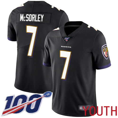 Baltimore Ravens Limited Black Youth Trace McSorley Alternate Jersey NFL Football #7 100th Season Vapor Untouchable